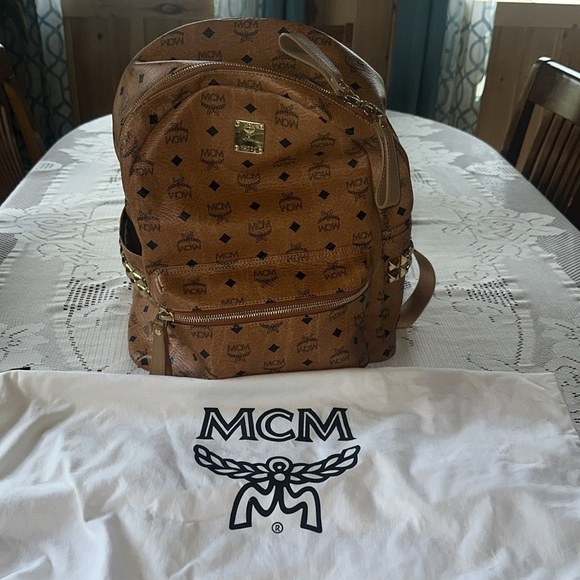 MCM Brown Backpack with Iconic Visetos Monogram - Picture 8 of 13